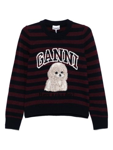 GANNI - Striped wool-blend sweater