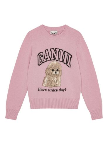 GANNI - Pink wool-blend sweater