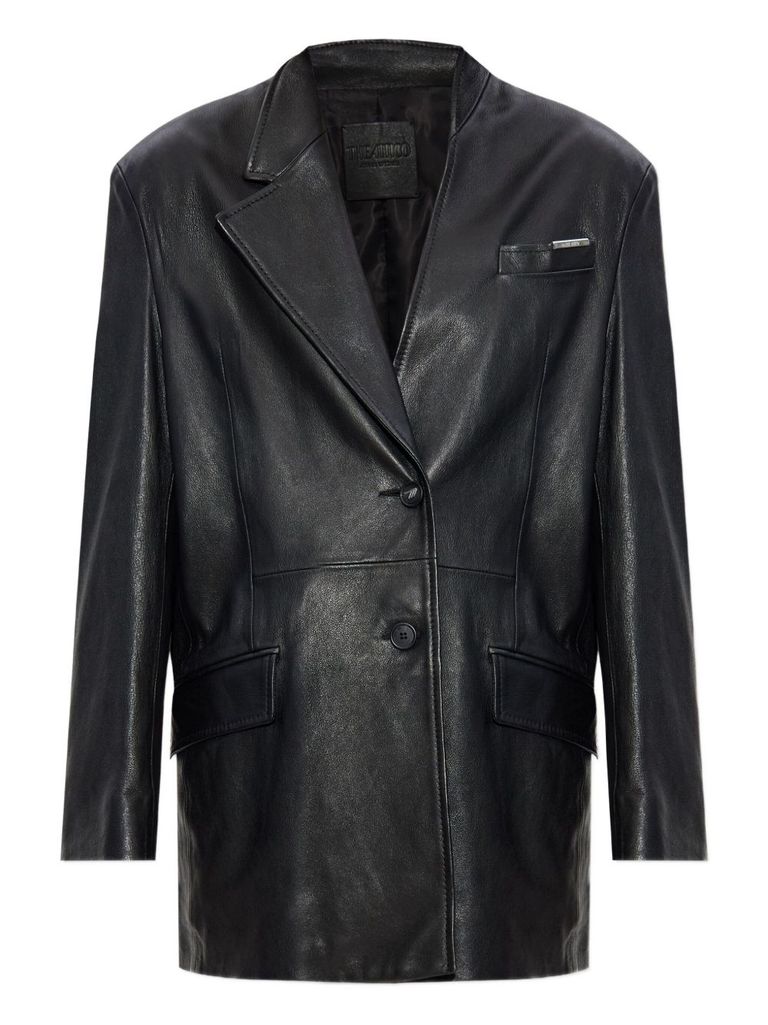 Black oversized bomber with drawstring