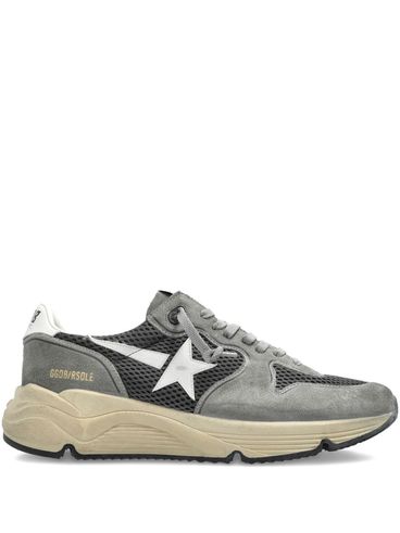 GOLDEN GOOSE - Sneakers 'Running Sole' con tomaia in suede verde e mesh grigio