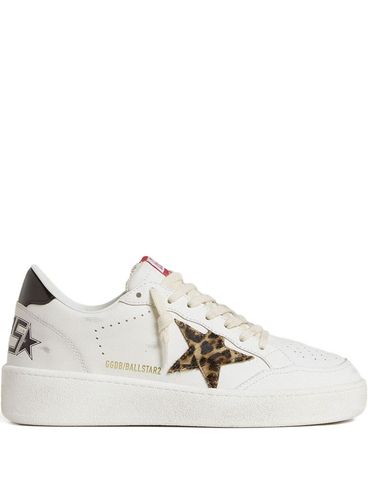 GOLDEN GOOSE - 'Ball Star' sneakers in white leather with leopard star