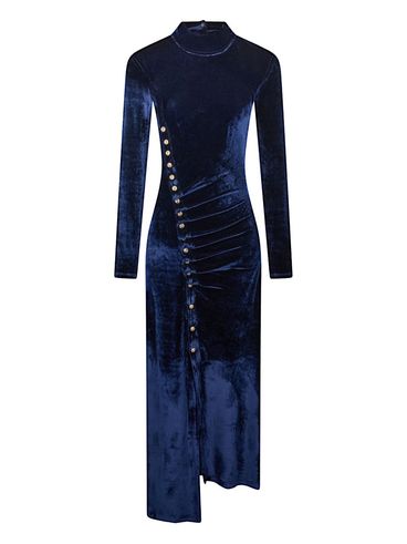 RABANNE - Abito midi drappeggiato in velluto