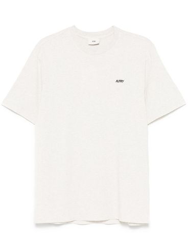 AUTRY - T-shirt in cotone grigio con stampa logo nero