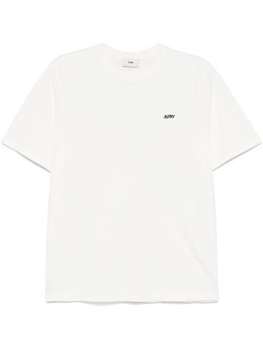 AUTRY - T-shirt in cotone bianco con stampa logo nero
