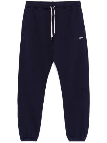 AUTRY - Pantaloni tuta in cotone blu con logo bianco