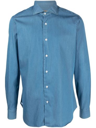 BARBA - Camicia in morbido cotone celeste