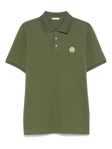 MONCLER - Polo in cotone color kaki con logo