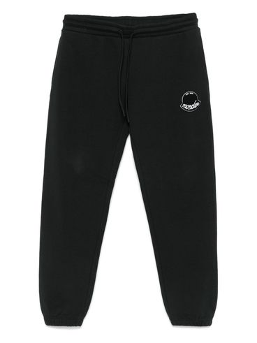 MONCLER - Pantaloni sportivi tuta in cotone nero con logo
