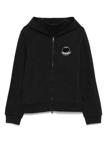 MONCLER - Felpa con cappuccio in cotone nero con logo