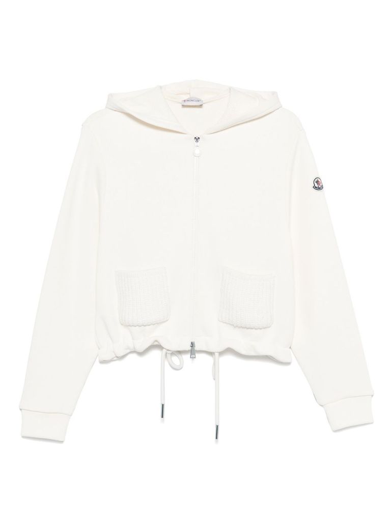 Moncler White Hoodie With Coulisse