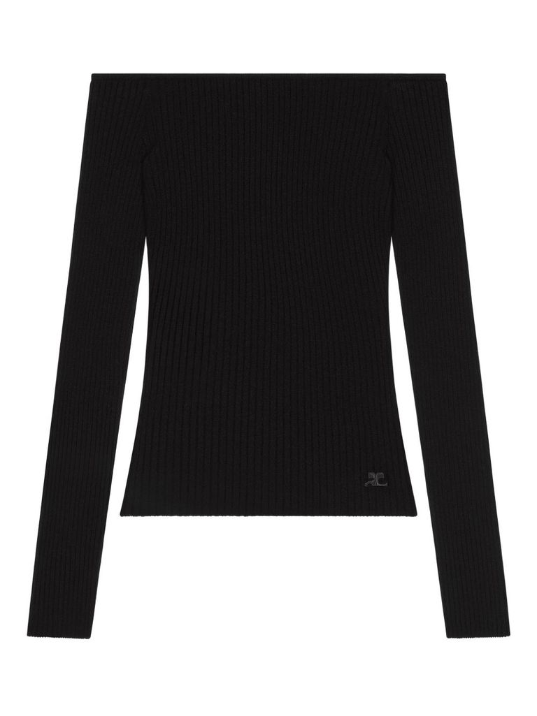 Courrèges Shoulderless Ribbed Knit Top