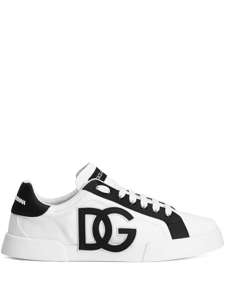 Dolce & Gabbana Portofino Low-top Sneaker In Canvas And Nappa Calfskin In Black