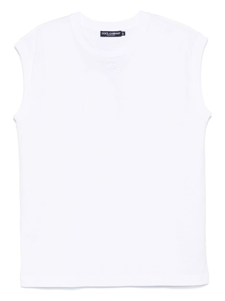 Dolce & Gabbana White Cotton T-shirt With Emboridered Logo In White