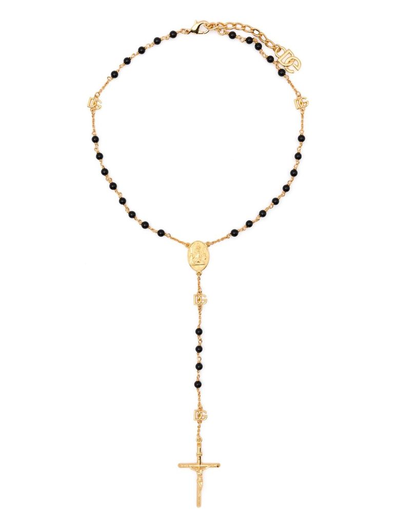 Dolce & Gabbana Black And Gold Rosary-style Necklace In Gold