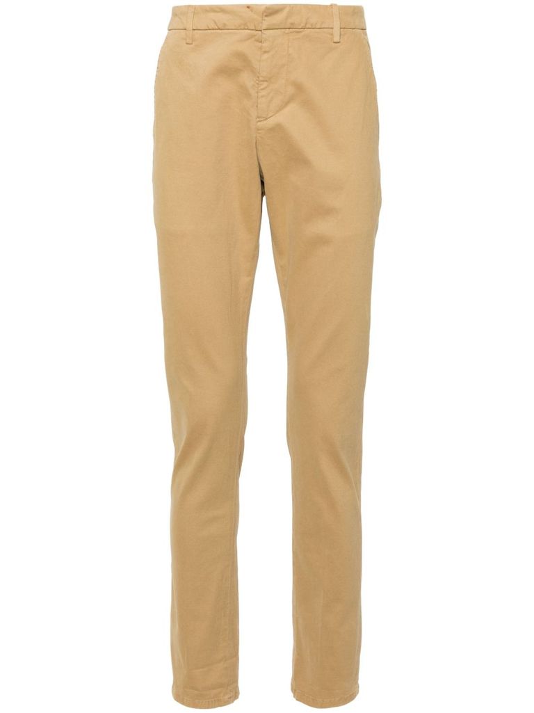 Dondup Cotton Chino Trousers With Roll-up Cuffs In Sand