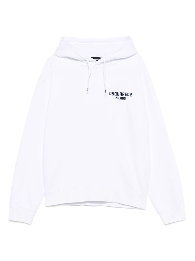 Dsquared2 Cotton White Hoodie With Subtle Logo Detail In White