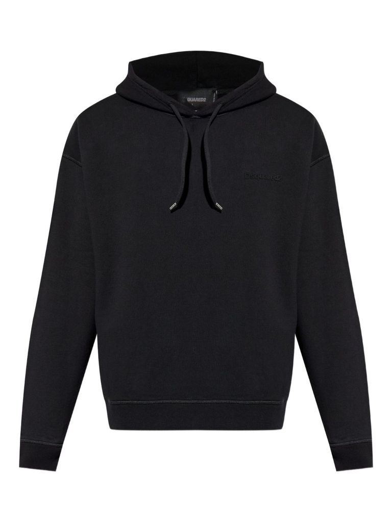 Dsquared2 Hoodie With Adjustable Drawstring Hood In Black