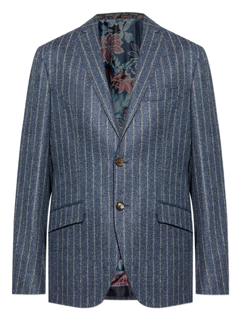 Etro Classic Pinstripe Blazer In Tailored Style In Blue