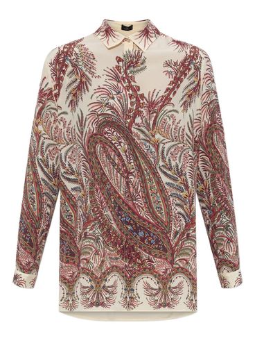 ETRO - Camicia in seta crêpe de Chine con stampa Paisley floreale