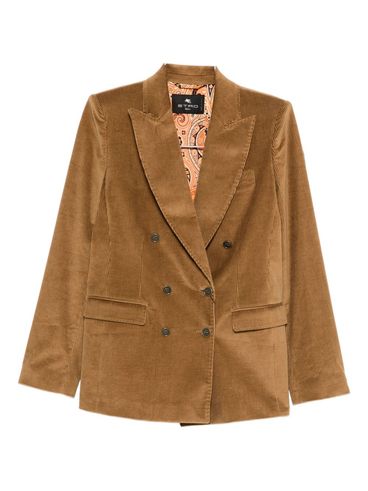 ETRO - Blazer doppipetto a coste color cammello