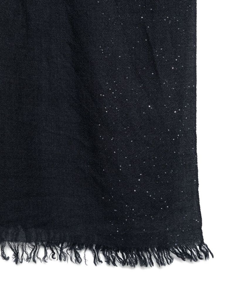 Faliero Sarti Kundy Sequin-embellished Wool Scarf Accessories In Black