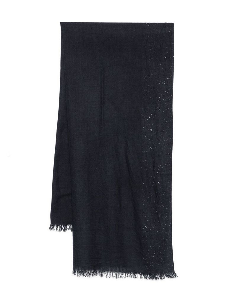 Faliero Sarti Kundy Sequin-embellished Wool Scarf Accessories In Black
