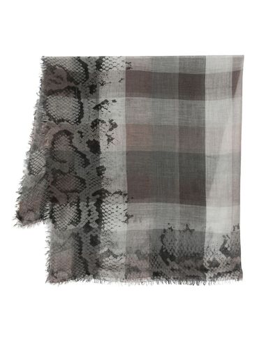 FALIERO SARTI - Sciarpa 'Vittoriana' grigia in lana e cashmere