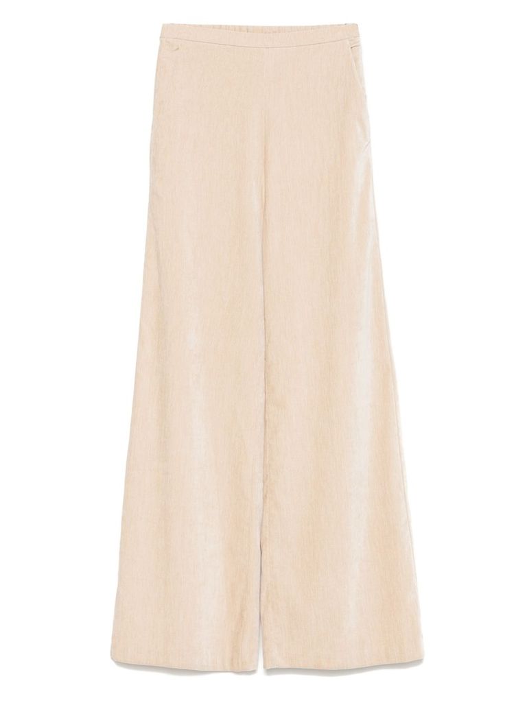Forte Forte High-waisted Wide Leg Velvet Trousers In Sand