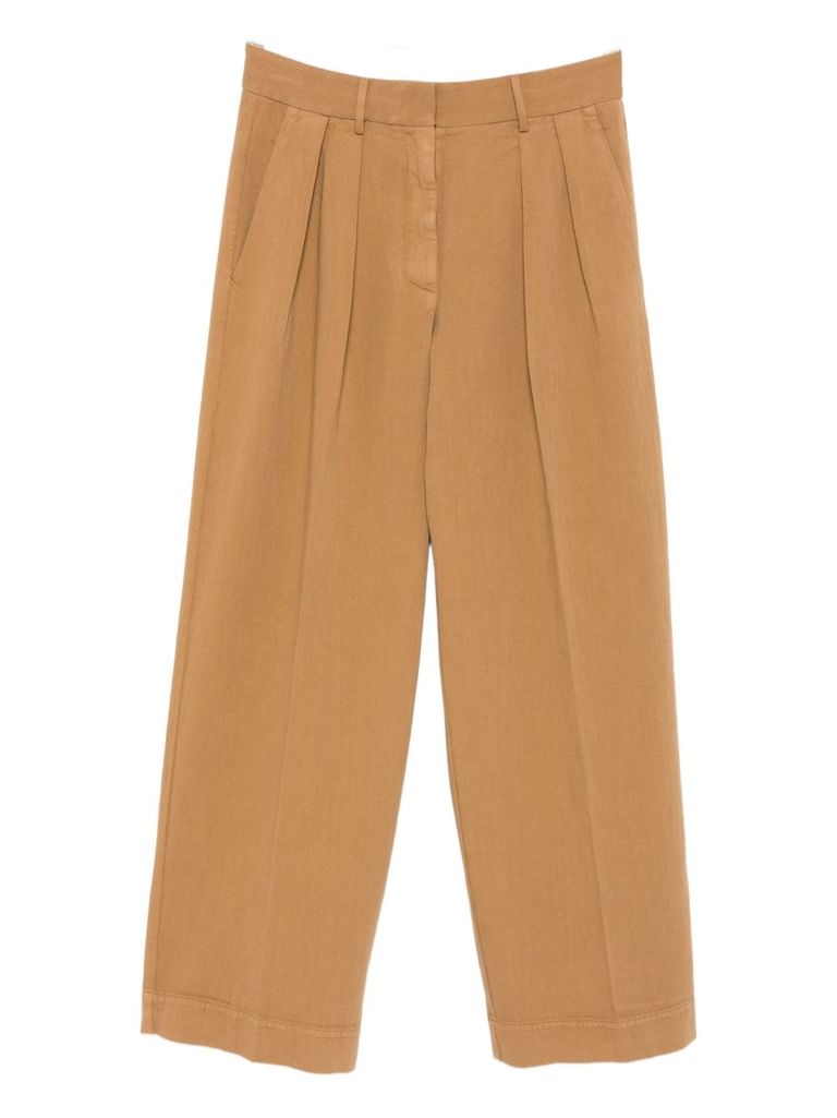 Forte Forte Fluid Cotton Bull Sartorial Low Waist Pants In Brown