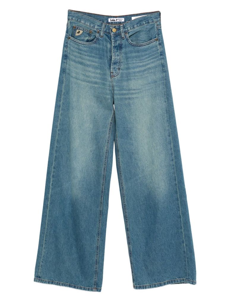 Lois High Waist Skater Jeans In Blue