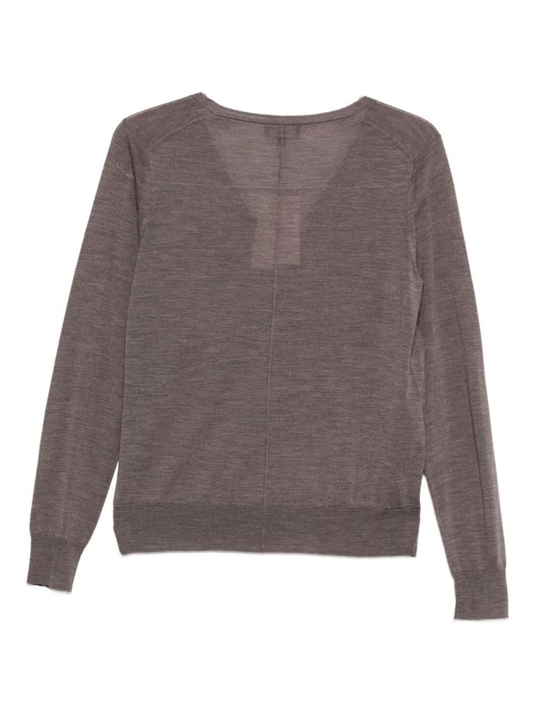 Soeur V-neck Merino Wool Sweater With Seam Detail In Gray