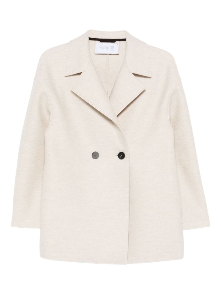 Harris Wharf London Short Double-breasted Coat In Light Beige In Neutral