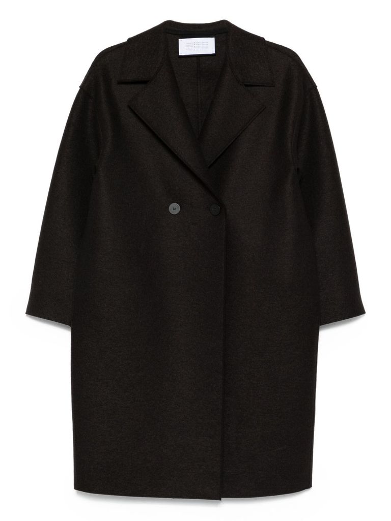 Harris Wharf London Double-breasted Wool Coat In Brown