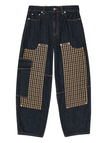 GANNI - Jeans con patch a quadri blu notte
