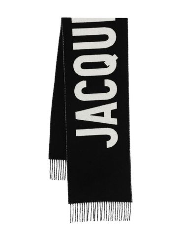JACQUEMUS - Sciarpa nera in lana con frange
