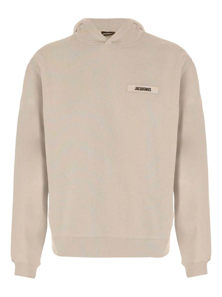 Jacquemus Ribbed Hooded Sweater Featuring Gros Grain In Sand