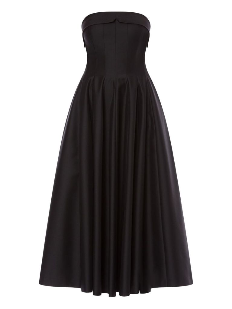 Alberta Ferretti Shoulder-baring Dress With Fitted Bodice And Flared Skirt In Black