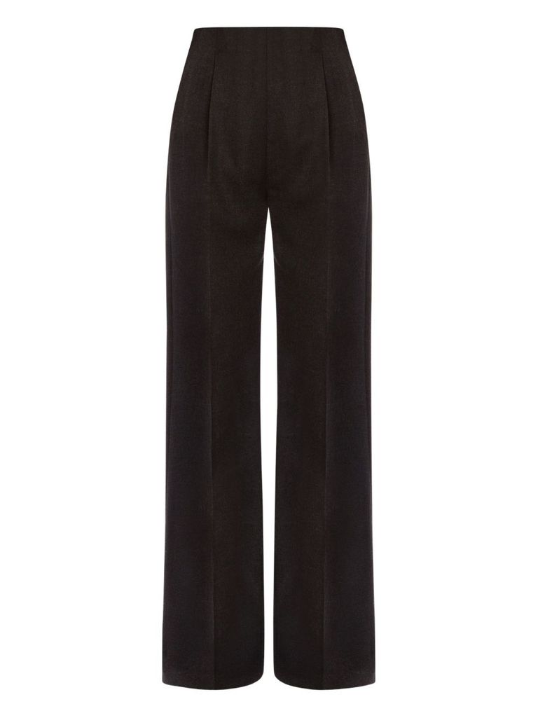 Alberta Ferretti High Waist Wide Leg Trousers With Textured Fabric In Black