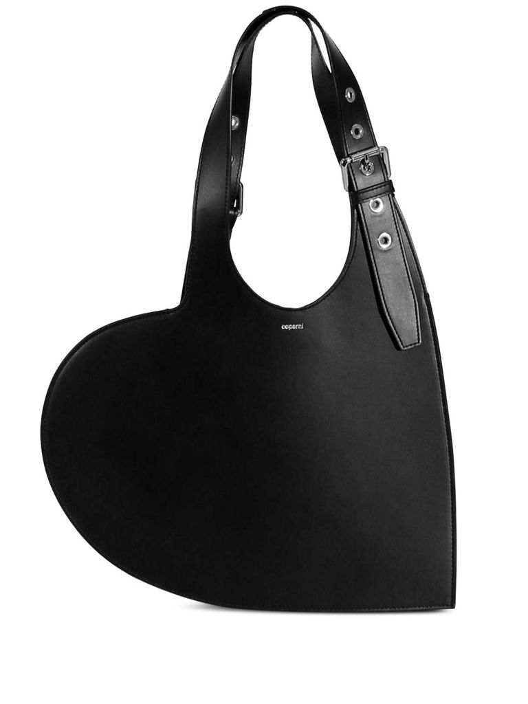 Coperni Heart-shaped Black Leather Bag With Single Shoulder Strap In Black