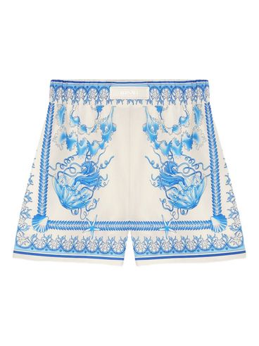 VERSACE - Cotton shorts with Underwater Baroque print
