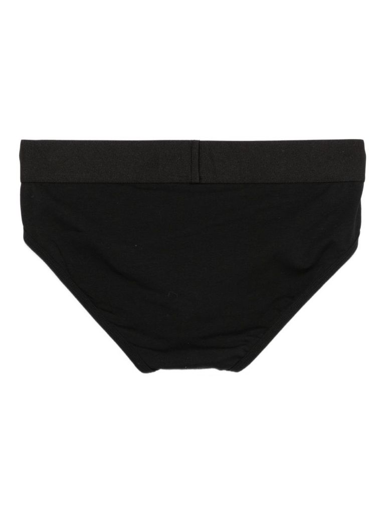 Versace Black Briefs With Elastic Waistband And Logo In Black