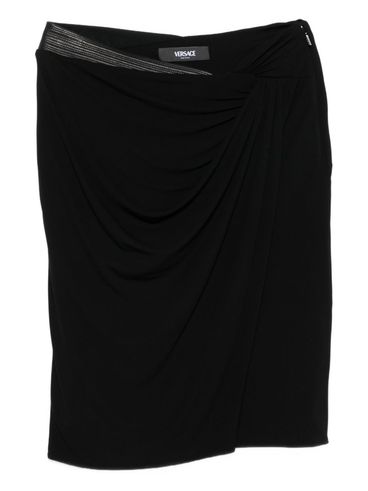 VERSACE - Blacj jersey draped skirt