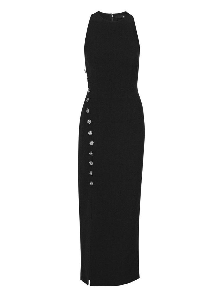 Rotate Birger Christensen Rotate Sleeveless Crepe Evening Dress With Rear Zip In Black