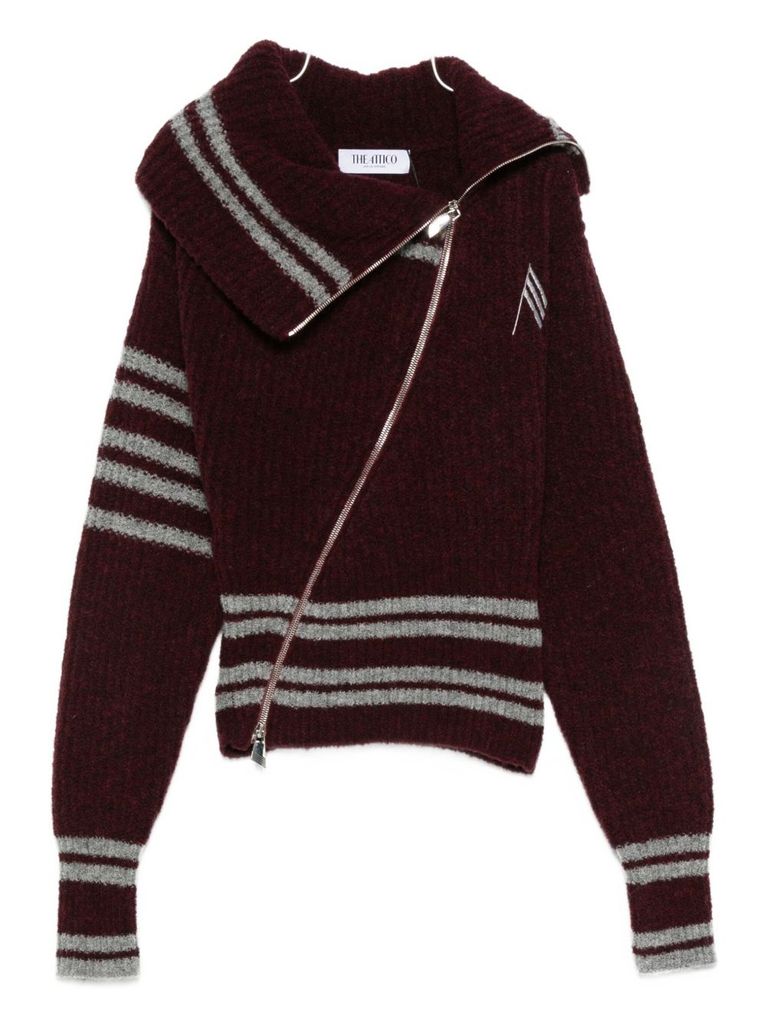 Attico Cardigan Burgundy In Burgundy