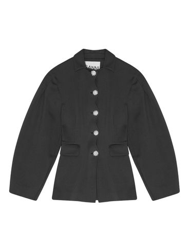 GANNI - Structured black blazer with jewel buttons