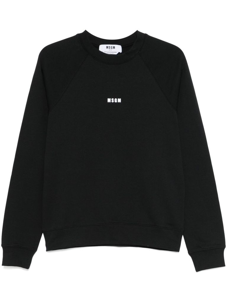 Msgm Logo Print Crewneck Sweatshirt In Black
