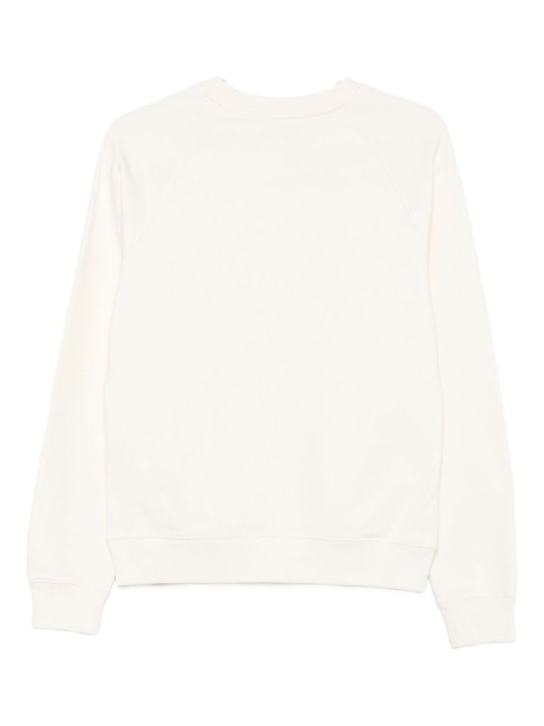 Msgm White Cotton Crewneck Sweatshirt With Logo In White