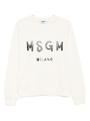 MSGM - Felpa girocollo in cotone nero con logo