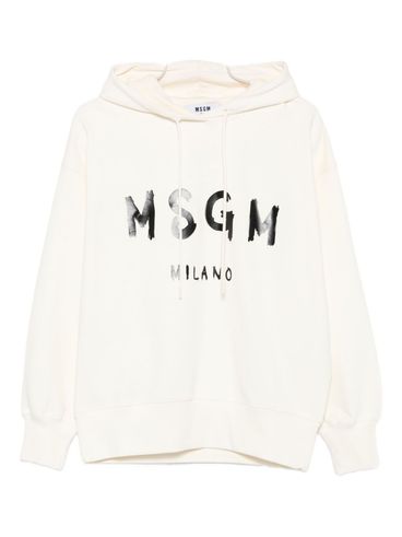 MSGM - Felpa con cappiuccio in cotone nero con logo
