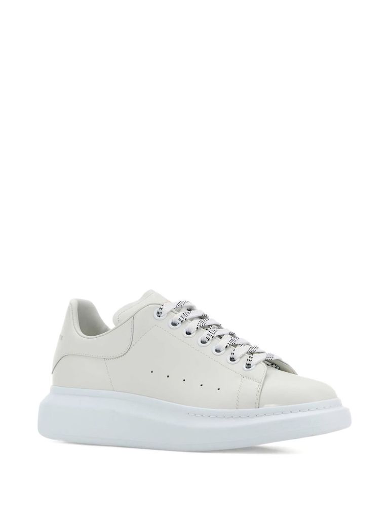 Alexander Mcqueen Chalk Leather Sneakers With Chalk Leather Heel In White